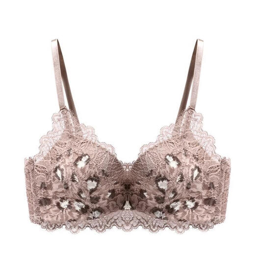 Victoria Palace Sexy Lace Bra Leopard Print Soudante Sous-vêtements Small Breasts Gathering and Gucking Bras sans anneaux Grey Leopard (Single Piece) M 34/75 (AB Cup)