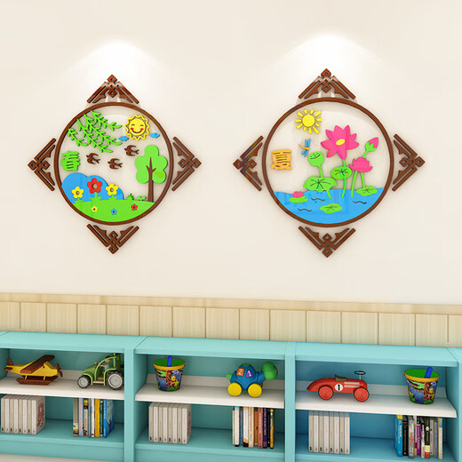 承琉幼儿园四季春夏秋冬环创主题墙面装饰教室走廊楼梯环境布置墙贴3d 3519E 特大