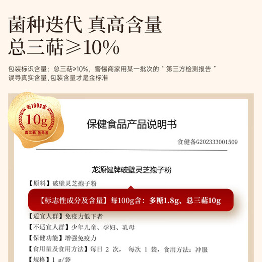 
Zhizhengyuan Breaking Wall Ganoderma lucidum Spore Powder Gift Box Enhances Immunity Health Products Nutritional Products Parents Gift [12 Boxes] Enhances and Improves Immunity