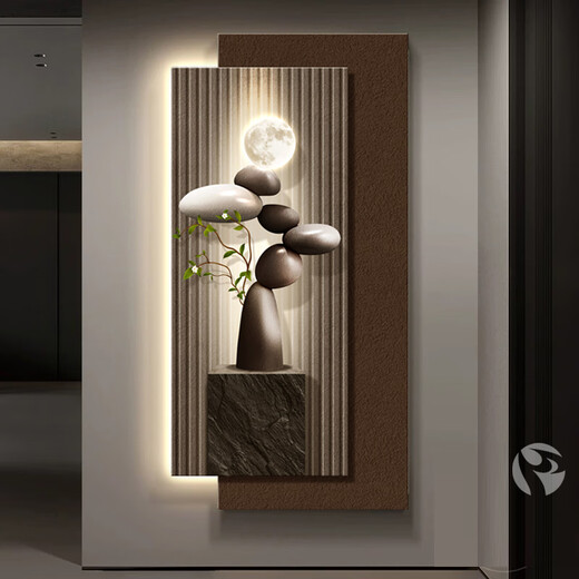 Mopai Stone läuft das Eingang dekoratives Gemälde moderne leichte Luxus bedeutet gute Korridor-Hängemalereien in die Tür LED Leuchtlampe Malmalereien Steinläufe D Modell 100*200cm80*200+80*167 Plug-in-Modellmodell
