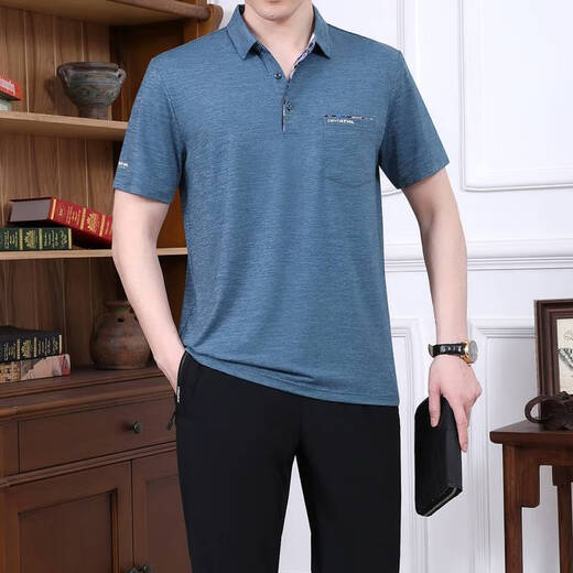 Jeep Spirit Jeep Kurzärmel T-Shirt Herren 2025 Neue mittlere und ältere Sportswear-Set-Sommer-Freizeitkleidung mit zweiteiler Set 753 Sky Blue [Single T-Shirt] XL [Vorgeschlagen 120-140jin [Jin entspricht etwa 0,5 kg]]