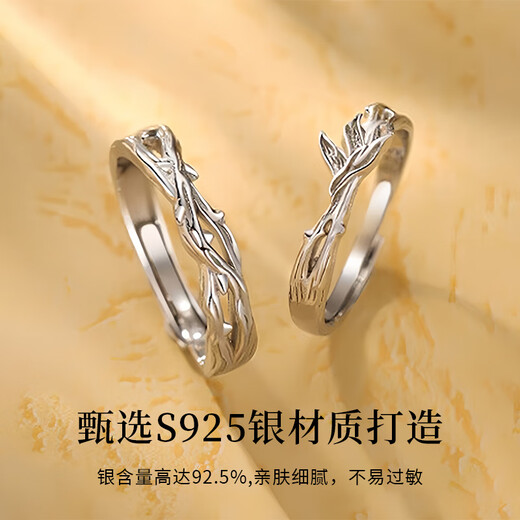 China Gold S925 Silver Eucalyptus globulus has met the Locust Bird Couple Ring Men and Women Rings Wedding Anniversary Gift for Girlfriend Classic Red Gift Box *Shipment from Bakura* Same time/Next Day Delivery Eucalyptus Globulus has met the Locust Bird Couple Ring - Couple Style