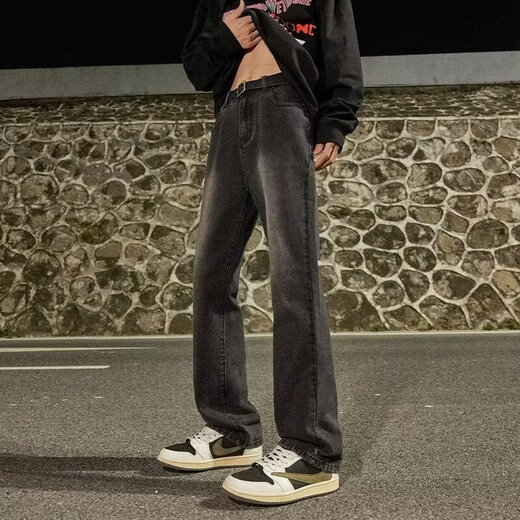 美式复古cleanfit微喇牛仔裤男春夏季新款痞帅百搭水洗长裤子男 XBNDMNZ-757黑色 M