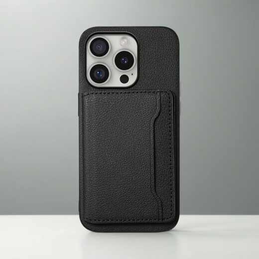 玖堡iphone15promax手机壳新款14带卡包适用苹果16零钱包13双卡位12放卡11插卡xr卡套plus带支架可装证 骑士黑 背贴卡包一体款 可放卡 iPhone 16