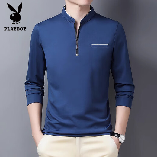 T-shirt à manches longues de Playboy pour le printemps 2025 Nouveau sweat à col décontracté à la mode haut de gamme Vêtements masculins 6625 Black M recommandé [90-110jin [Jin est égal à 0,5 kg]]]