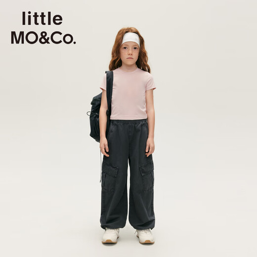 Little MO&Co. Quick-drying sun protection little moco children's clothing 25 autumn new style girls short-sleeved T-shirt tops sports style lotus root pink quick-drying sun protection 120 120/60