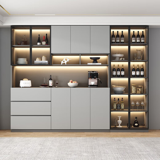 OPPEIN 2025 Nouveau style 2025 Nouveau style armoire latérale Storage haute armoire intégrée contre le mur moderne simple salon armoire ménage style de vin 12240 * 40 * 220 SF Express Installation