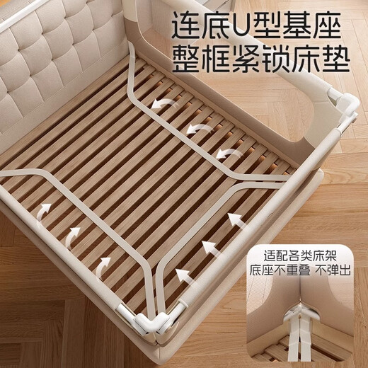 Baby crib fence, bed fence, baby anti-fall guardrail, bedside guardrail, children's bedside safety guardrail, Khaki TA09 - nail-free 1.8+2+2m, three-sided installation, quick installation + U-sided giant stable tripod