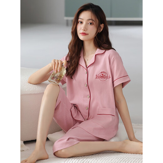 Catman (Miiow) 2025 Nuevo pijamas para mujeres en verano algodón puro pantalones cortos de manga corta ropa de cárdigan de gran tamaño nx9898 2xl