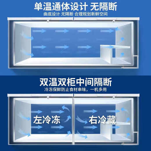 华硕冰柜商用家用冷柜卧式大容量冷藏冷冻两用冰柜 【1048】单温数显丨6D铜管丨减霜80%