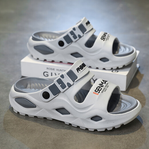 Semir 2025 Summer nuevos zapatos para hombres zapatos de playa casuales con sandalias afuera sin adelgazamiento de un adelgazamiento y sandalias de dos ropa para hombres gris 42-43