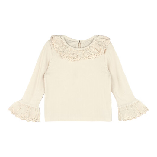 UTOUTO Big Ear Elephant Girls Lace Fold Collar Top 2025 Autumn Slim Fit Versatile Top Lake Blue 140