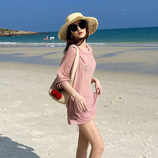 北极绒泳衣女分体保守三件套新款韩版ins学院风宽松防晒罩衫温泉游泳装 绿色9928 S 【建议80-90斤】