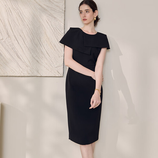 ROEYSHOUSE ROYSHOUSE Elegant Slim Dress Women's 2025 Summer New Design Sex Skirt 12003 Black M