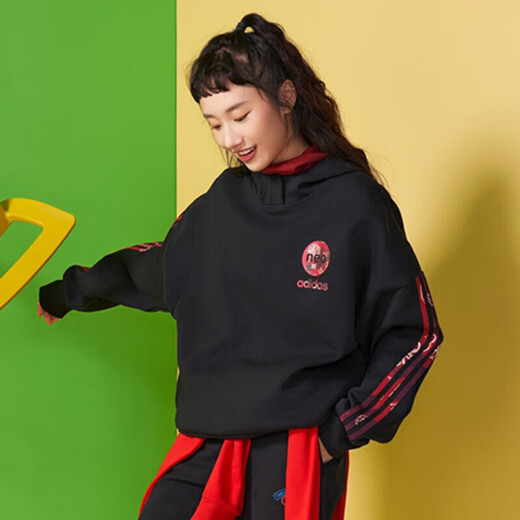 阿迪达斯 （adidas）女装运动套装秋季新款舒适休闲连帽卫衣套头衫上衣收口长裤两件套 HM7482+GM5542 XL