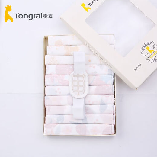 
bebetour Tongtai newborn washable diapers baby big meson cotton soft and breathable 10 pure cotton diapers for fixing belt Pink yellow blue stripes