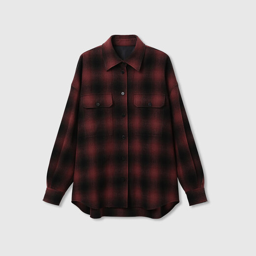AYUKOAyuko top luxury retro gradient plaid imported from Japan L*P homologous loose shirt/casual pants suit shirt-ancora red plaid imported from Japan 36