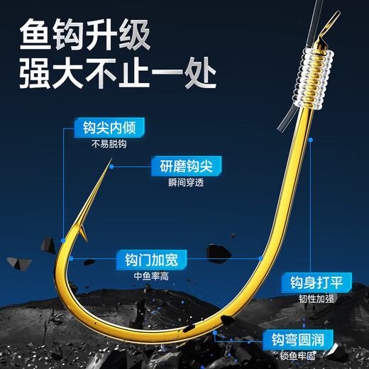 Xiaofengxian Jinhaixi fish hook genuine tied sub-thread double hook finished product set wild fishing spiny crucian carp hook 40 pairs of sleeve hooks Jin Haixi hook 3/5 thread 0.4/0.6 sub-thread 45CM string with thorns 40 sets