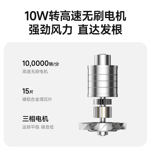 VVU&CCO rechargeable wireless hair dryer hair dryer student dormitory hot and cold hair drying portable type-c rechargeable high-speed hair dryer art joint examination pearl white 100,000 rpm motor fast charge/100 gears/unplugged hot air