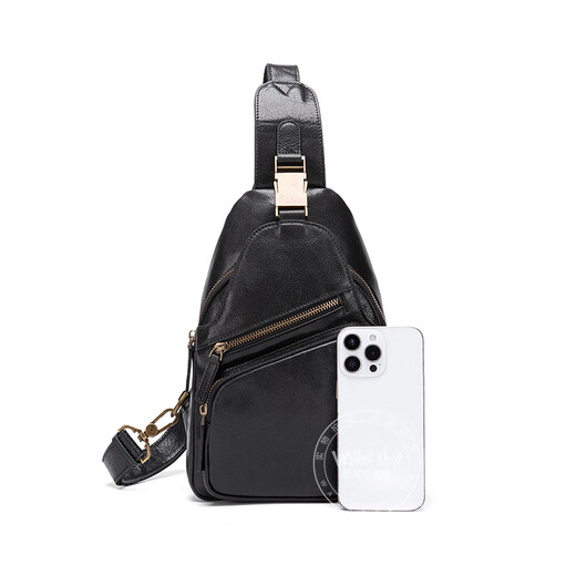 Walker Shop мужская нагрудная сумка первого слоя из воловьей кожи на плечо через плечо нагрудная сумка первого слоя из воловьей кожи повседневный модный спортивный маленький рюкзак черный