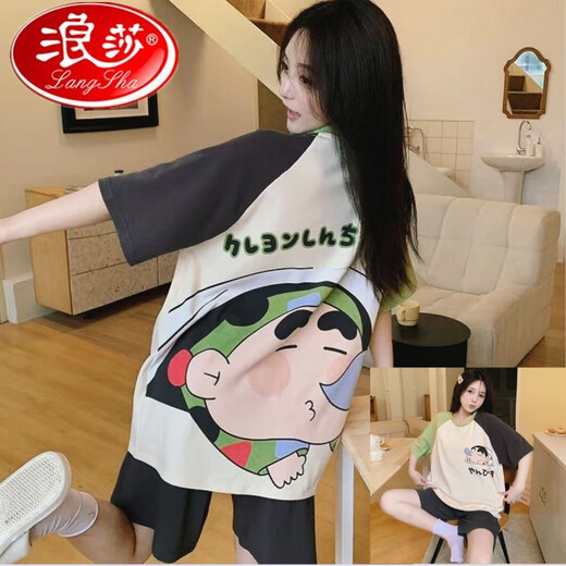 浪莎睡衣女夏季纯棉短袖韩版可爱卡通学生大码女士家居服两件套装夏天 897 女标准M[75-90斤] 均码