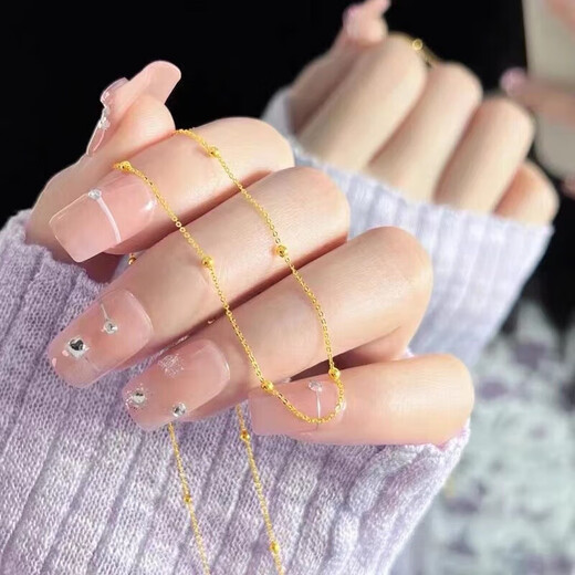 BMOI Old Phoenix 999 Gold Pure Gold Chain Snake Bone Chain Women's Fashion Versatile 18K Gold Necklace Single Chain Pendant Water Wave Bead Chain 45cm Long Same Style