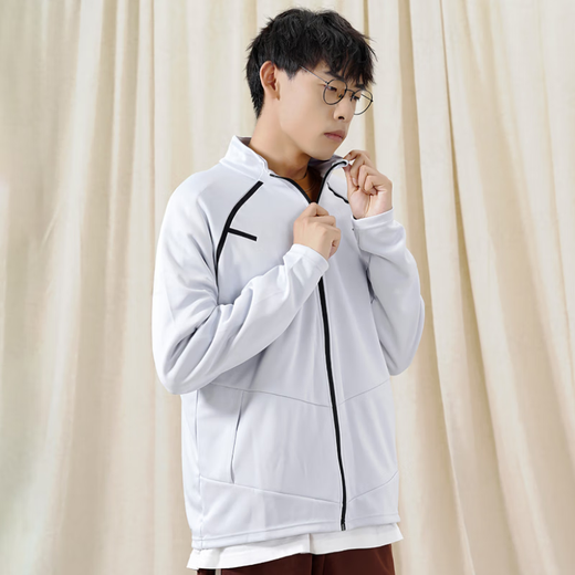 NEW BALANCE纯色Logo休闲运动针织立领夹克外套男  AMJ23090-LAN 浅灰色   M