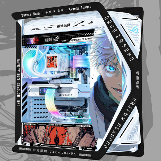 ASUS (ASUS) ROG GR701 Création God Case Snow Blowing Case Eva ASUKA co-marquée Case de bureau Argb Light Board Full Tower Custom Case White Power Water Cooling Set Wujo Wu (White and Black Creation God + Light Board)