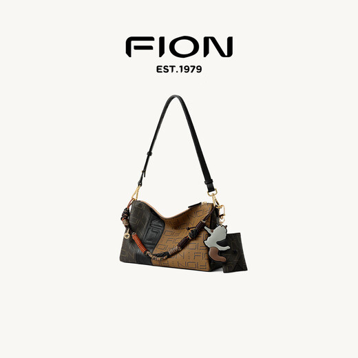 Fion (Fion) 2025 Neues leichter Luxus -Presbyterianer kleiner Quadratbeutel Vielseitige Pendler -Umhängetasche Kissenbeutel Kaffee/Schwarz