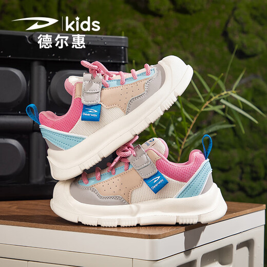 Delhui Children's Sneakers for Women 2025 Summer Nuevo malla transpirable Mediano de tamaño mediano Zapatos para niñas Combinados zapatos para niñas 3524 Pink White_ (nueva red doble) 28 _inner Longitud 17.7_foot Longitud 16.7