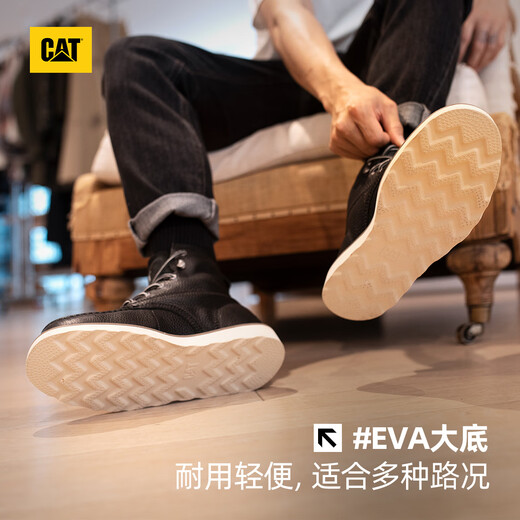 CAT卡特马丁靴工装靴男靴荔枝纹牛皮轻户外复古机车靴P721412N3EDC09 黑色 42