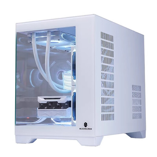 玩嘉 孤勇者无立柱matx主板电脑机箱360水冷海景房机箱纯白30/40系列超长显卡侧透主机箱 孤勇者勇者粉色+6棱镜4pro粉色风扇