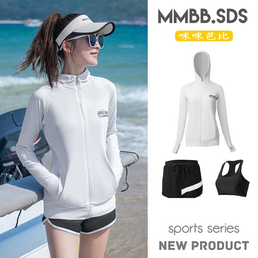 Mickey Coolbi wetsuit for women split zipper jellyfish suit sun protection long-sleeved long pants swimsuit snorkeling men's surfing hot spring top jacket 2401 hooded top M one size