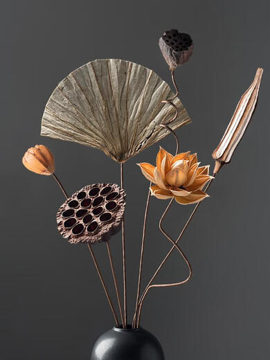 Wasabi Ornamentos de flores secados al aire Bouquet lotus pods ramas secas Arreglo flores de la sala de té natural decoración de la sala de estar decoración de flores falsas combinación de flores secas 5009 bolso de flores secas