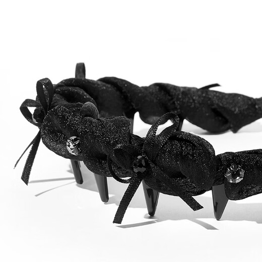 Jiao Xuefei simple bow rhinestone mesh headband hair accessories face wash hair pressure headband with teeth anti-slip women's high skull new style