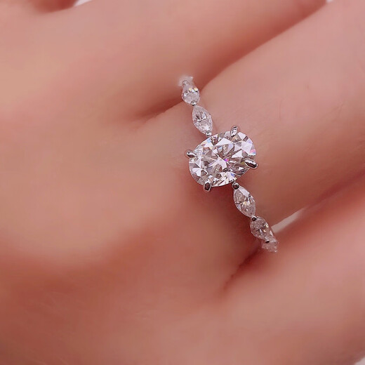 Junpojiai Jewelry Imported Moissanite Diamond Ring 1 Carat Knot Engagement Ring Oval Marquise Special Shaped Diamond 18K White Platinum Moissanite + 18K Gold Inside and Out (Also Style 2 Group Full of Diamonds 3 Carat + 18K Gold