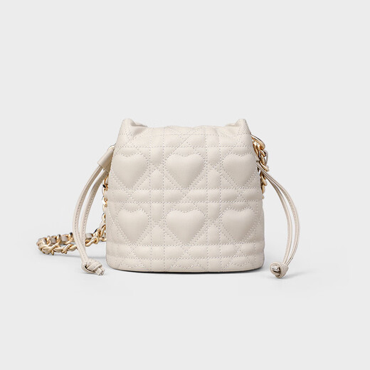
AnySmic international first-line brand new fashionable Korean style chain bucket handbag small carry bag one-shoulder crossbody bag beige white