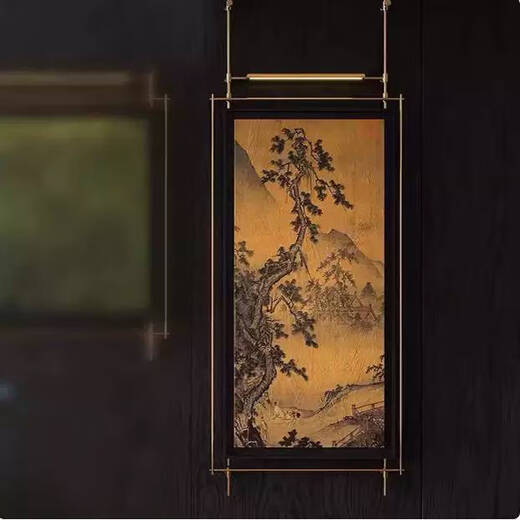 咏幻新中式客厅沙发背景墙挂画山水风景风四联组合餐厅走廊装饰画 s款 78198cm画框58125cm带灯