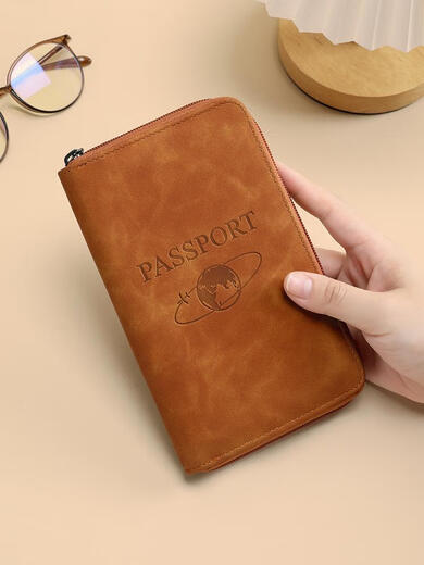 Süßer Miaomiao's Übersee Passport Bag Tragbares Flugticketpassklammeltexte Textur Zertifikat Beutel Anti-Diebstahl Reisekartenbeutel Frosted Braun Frosted Braun