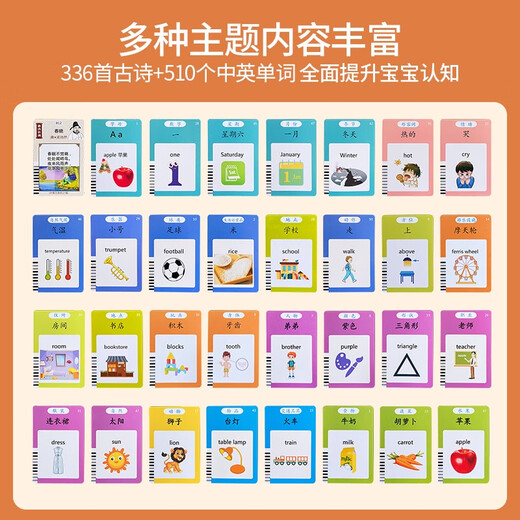 Shantoulin Village New Style Card Katze Frühschulmaschine Kinder -Toy Card Insertion Machine Tang Poesie und Songtexte Lernmaschine Bilinguale Erleuchtung Frühschulmaschine Orange Standing Katze + Ancient Poesie 336 Inhalt + Chinesisch und Englisch