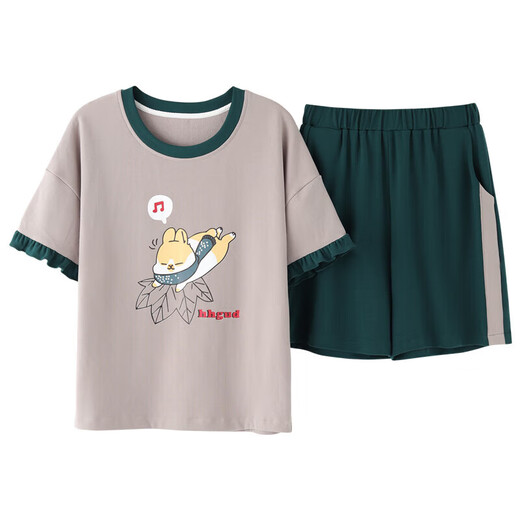 Pang Donglai DL Pyjamas für Frauen in Sommeranzügen für kurzärmelige Damen zweiteiliger Set Pure Cotton Summer Koreaner Stil Thin Student Frühling Herbst und Winter Home Clothes Lotus Color_ZW2325 M _goddess pajamas_gift-Versandversicherung