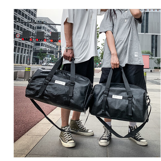芸洛旅行包男干湿分离运动健身包运动手提包行李包旅游出差大容量收纳 黑色9905竖标PU防泼水干湿分离带