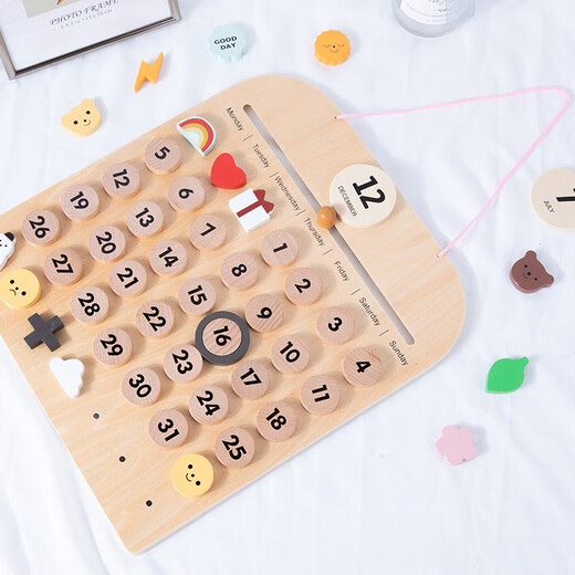 Hanoufeis neues Produkt Ins Kinderzimmer Holzkalender Baby Kognitive Werkzeuge Schreibtisch Kalender Desktop Anhänger Perpetual Kalender Buche Holzkalender Anhänger