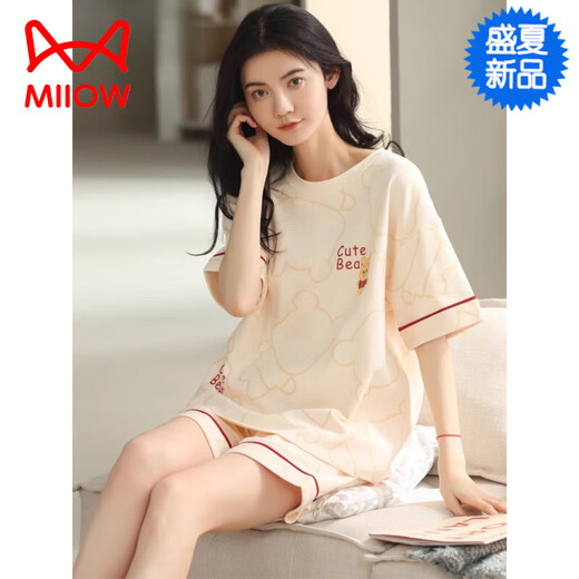 Cat Man (MiiOW) [Chinese Valentine's Gift] Pajamas for women in summer pure cotton shorts for shorts thin summer cute and sweet can be worn outside. YX-7511 9856 M [Suggested 80-100Jin [Jin equals 0.5 kg] wear]