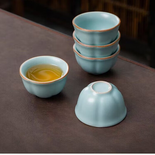 Tianqing Ru Kiln Master Cup single cup opening can hold high-end handmade ceramic tea cup Ru porcelain Kung Fu tea cup tea cup One Ru Kiln Master Cup