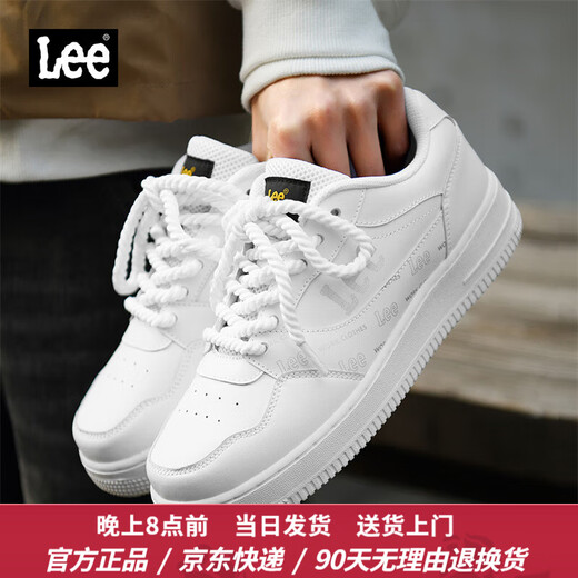 Lee/Modern 男鞋百搭男士休闲鞋舒适鞋子运动小白鞋黑白熊猫低帮板鞋 白色 40 【皮鞋码=偏大1码】