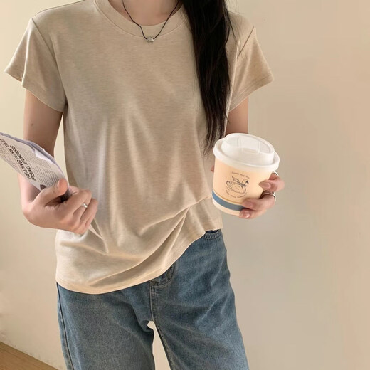 Zhidou Dou Runxi 3883 jours Tobs à manches courtes à manches courtes à manches courtes à manches courtes pour femmes 2025 printemps et d'été Soft Glutinest Loose Base Top Blanc One Taille One Taille