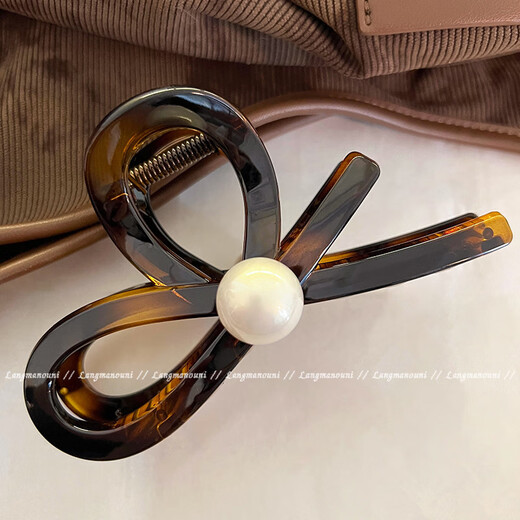 BARY REEF Korean high-quality acrylic hair clip hair large shark clip hair volume chocolate butterfly hair clip women's hair accessories chocolate brown cross style (12.5cm) regular version