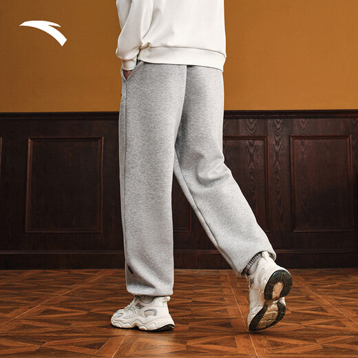 ANTA Outlet American Retro Sports Pants Men's Loose Knitted Leg Pants Versatile Sweatpants Printed Sports Pants