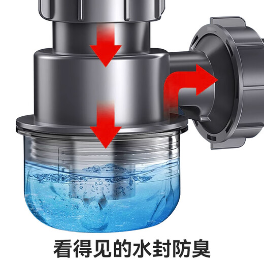 Dezhong kitchen sink drain pipe, anti-odor, anti-scalding, space-saving sink drain pipe complete set, double-slot accessories, anti-blocking drain pipe D13